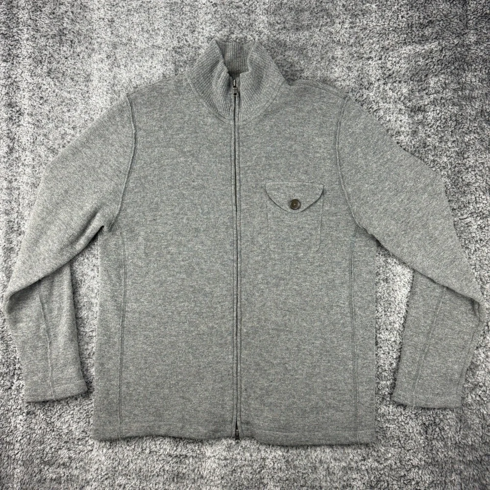 Banana Republic‎ Heritage Men's XL Gray Lambs Wool Nylon Zip Up Sweater Jacket